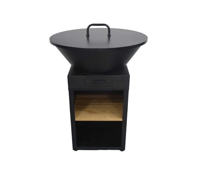 Brasero De Cuisson D.81.5cm Avec Grille De Cuisson. Espace De Rangement Et Couvercle Noir