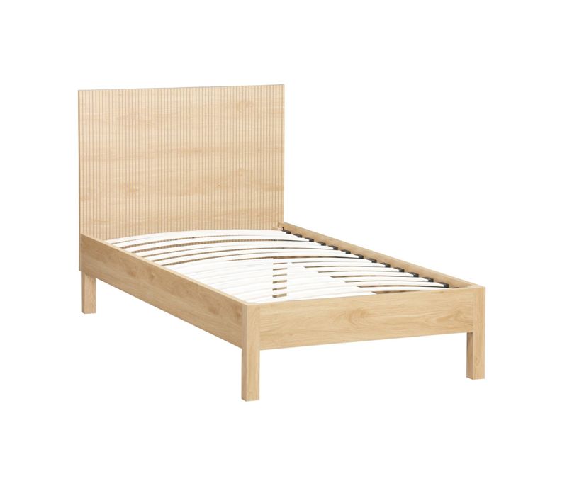 Lit Avec Sommier à Lattes Et Tête De Lit 90x190cm Décor Bois Naturel - Linear