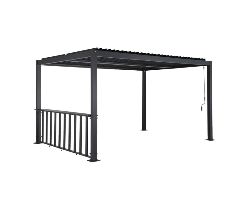 Pergola Bioclimatique Aluminium Et Acier 4x3m + Bar 3m Anthracite Palace