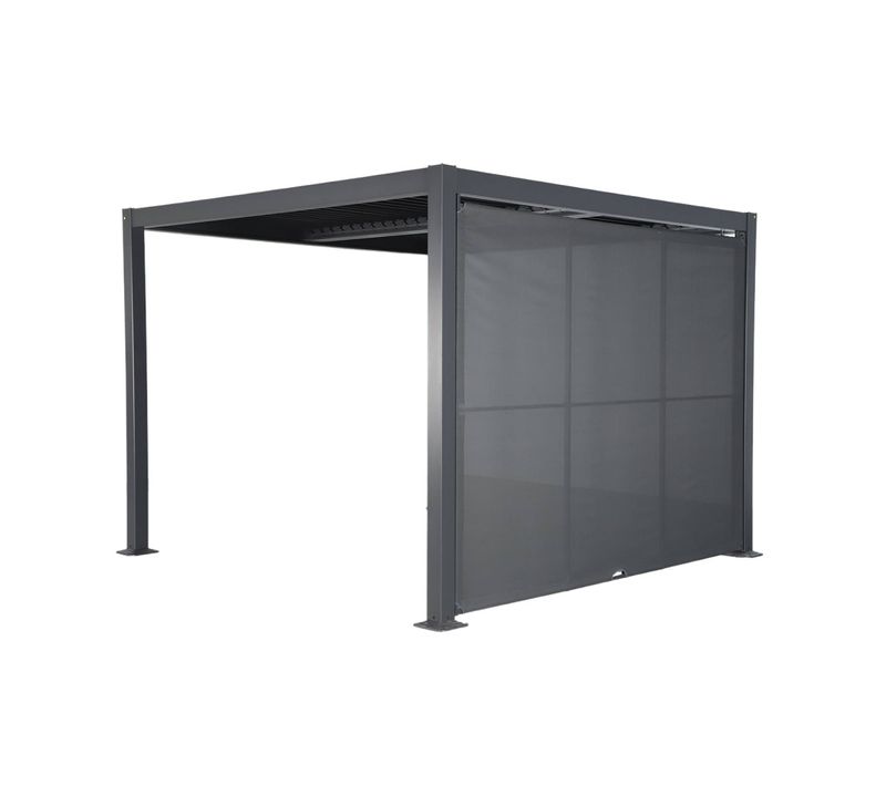 Pergola Bioclimatique Aluminium Et Acier 3x3m + Auvent 3m Anthracite Palace