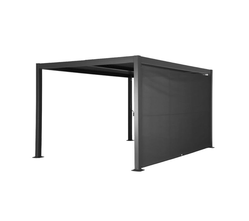 Pergola Bioclimatique Aluminium Et Acier 4x3m + Auvent 4m Anthracite Palace