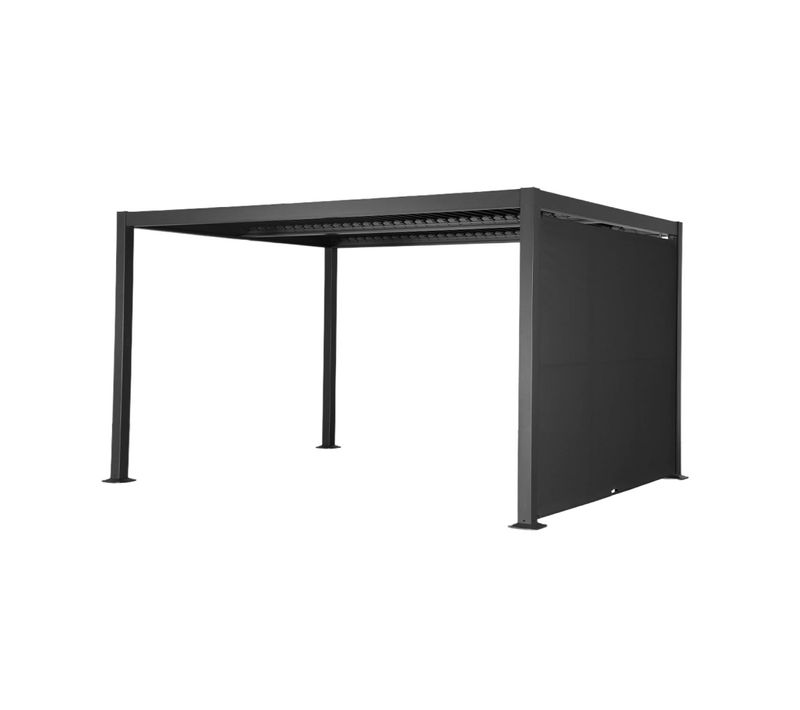 Pergola Bioclimatique Aluminium Et Acier 4x3m + Auvent 3m Anthracite Palace