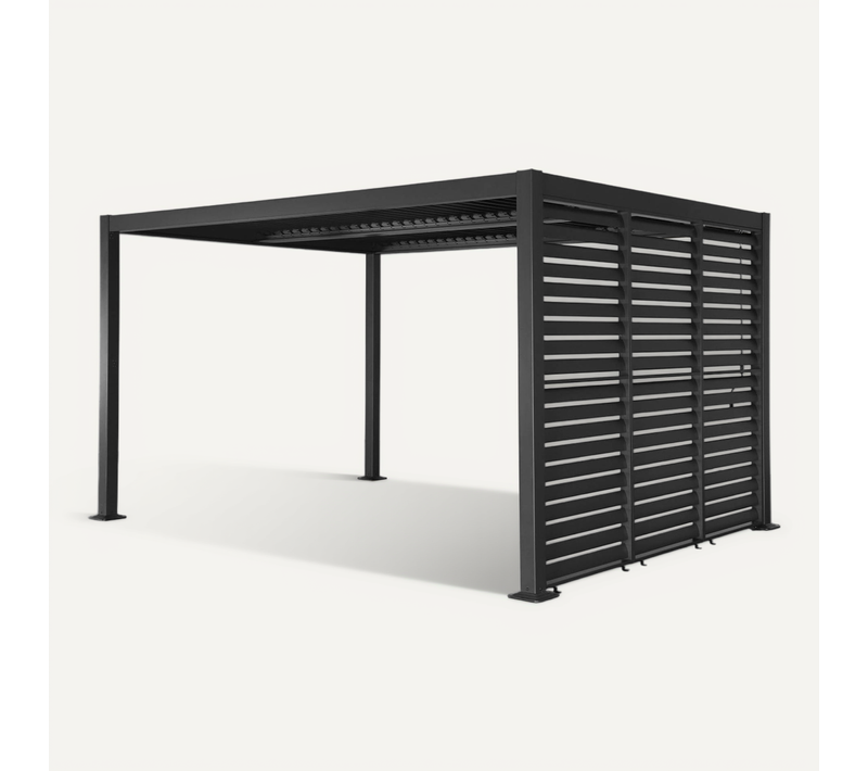 Pergola Bioclimatique Aluminium Et Acier 4x3m + 3 Persiennes 100cm Anthracite Palace