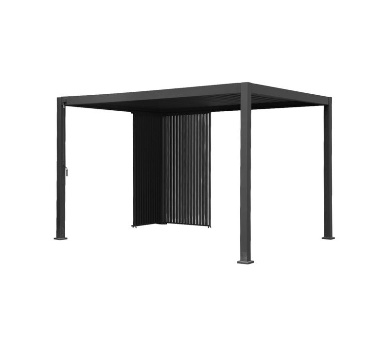 Pergola Bioclimatique Aluminium 4x3m Anthracite + Persiennes Verticales 100cm Et 130cm Triomphe