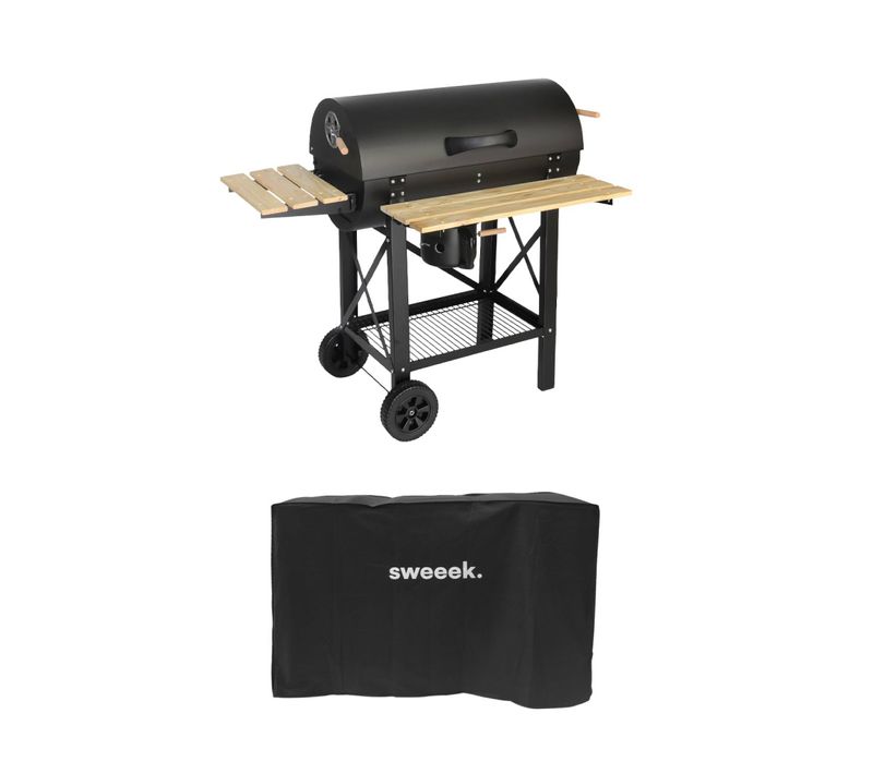 Barbecue Américain Charbon De Bois - Serge Noir - Smoker Américain Avec Aérateurs. Récupérateur De