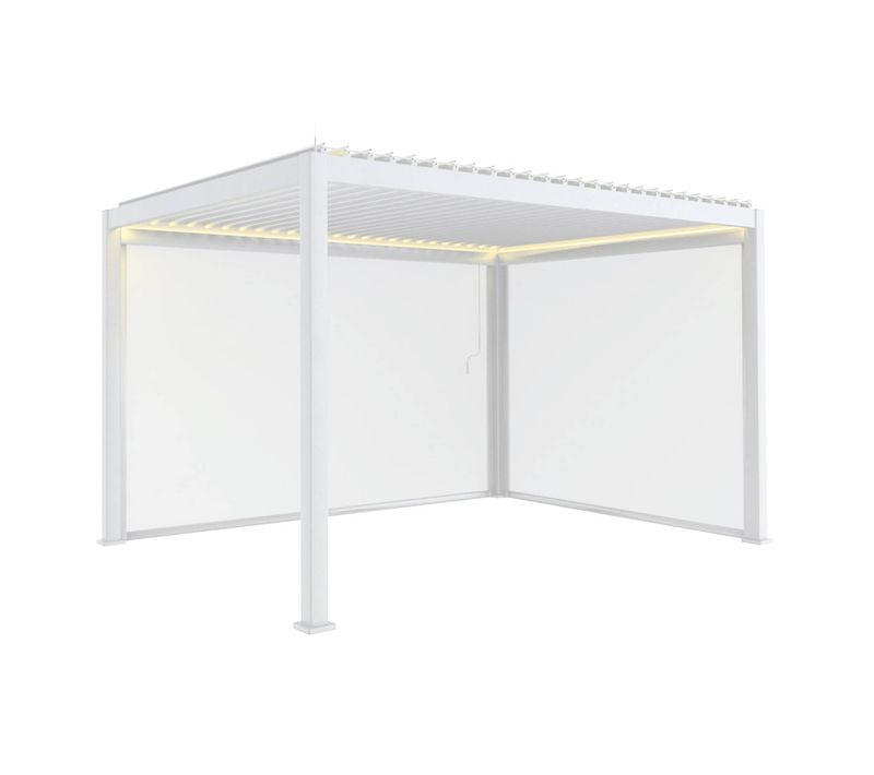 Pergola Bioclimatique électrique 3x4m. Aluminium. à Lames Orientables Avec éclairage LED + Store 3m