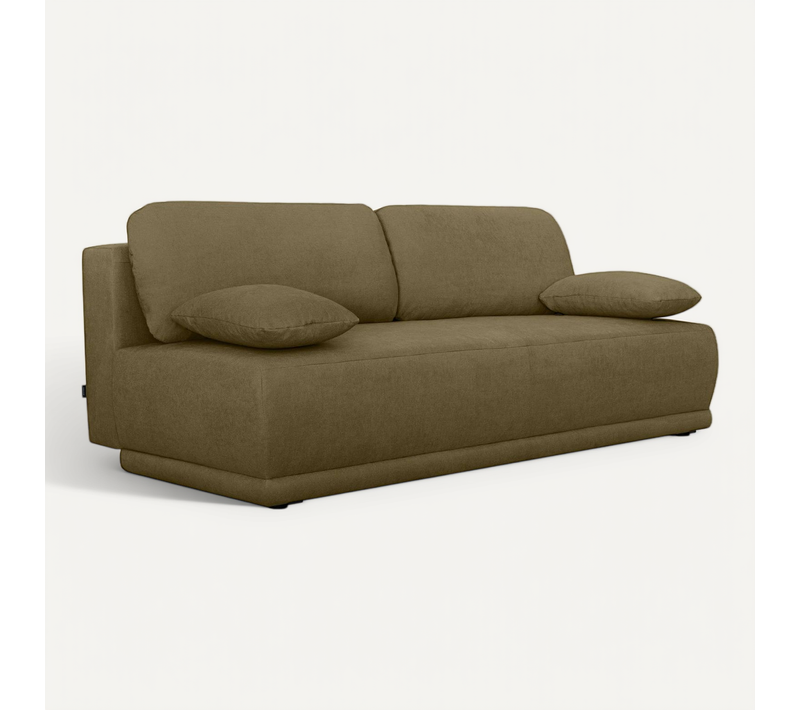 Banquette Convertible 3 Places Tissu Chenille Avec Coffre De Rangement Kaki - Nelson