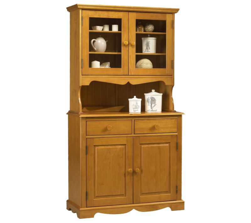 Buffet de cuisine Pin Miel 4 Portes Style Anglais 6 Niches L 101 H 186 P 42 Cm