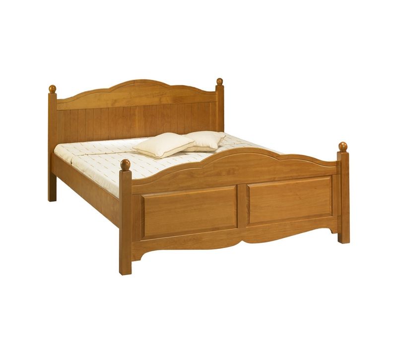 Lit 2 Places Pin Massif Miel Couchage 160x200 Style Anglais L 169 H 100 P 208 Cm