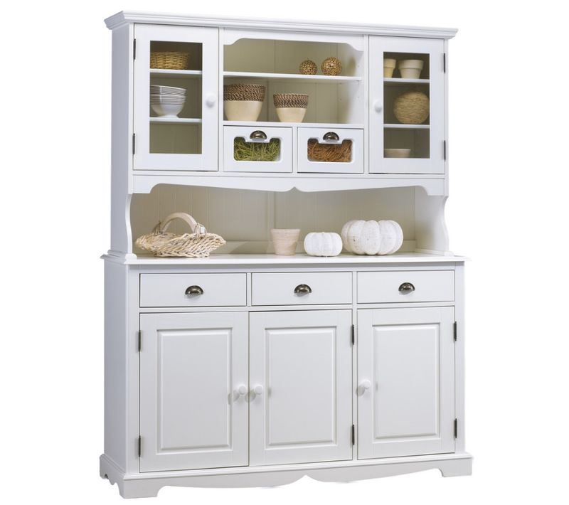 Vaisselier Blanc 5 Portes 5 Tiroirs 11 Niches Style Anglais L 146.6 H 186 P 42.5 Cm