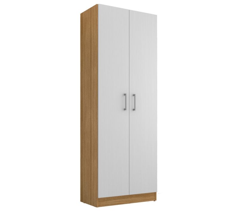 Armoire 2 Portes Chêne Et Blanc 5 Niches L 61 H 170.6 P 35.3 Cm