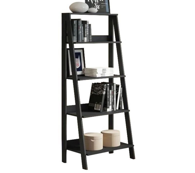 Etagère Escalier 4 Niches Noire Largeur 61 Hauteur 140.3 Profondeur 40 Cm