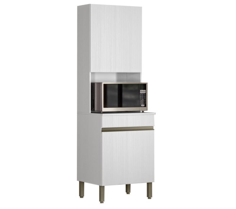 Colonne De Cuisine Micro-onde Blanc 2 Portes 5 Niches L 60 H 193 P 53.5 Cm
