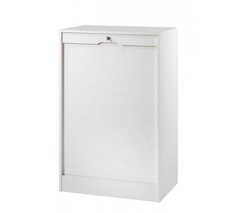 Classeur à Rideau 8 Tablettes Multi Coloris L 70 Cm H 108 Cm P 44 Cm - Coloris: Blanc
