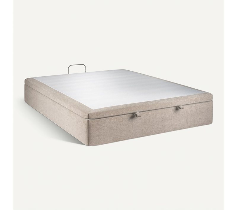 Sommier Coffre Tissu Beige Brun 160x200 H39cm