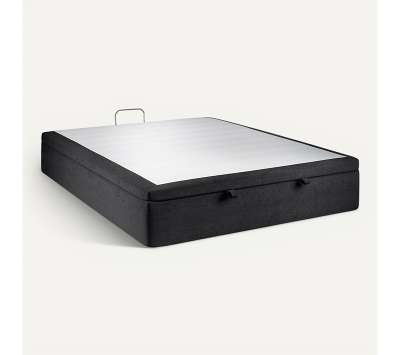 Sommier Coffre Tissu Noir 200x200 H39cm