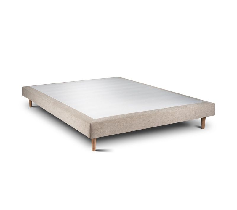 Sommier Tapissier Tissu Beige Brun 160x200 H29cm