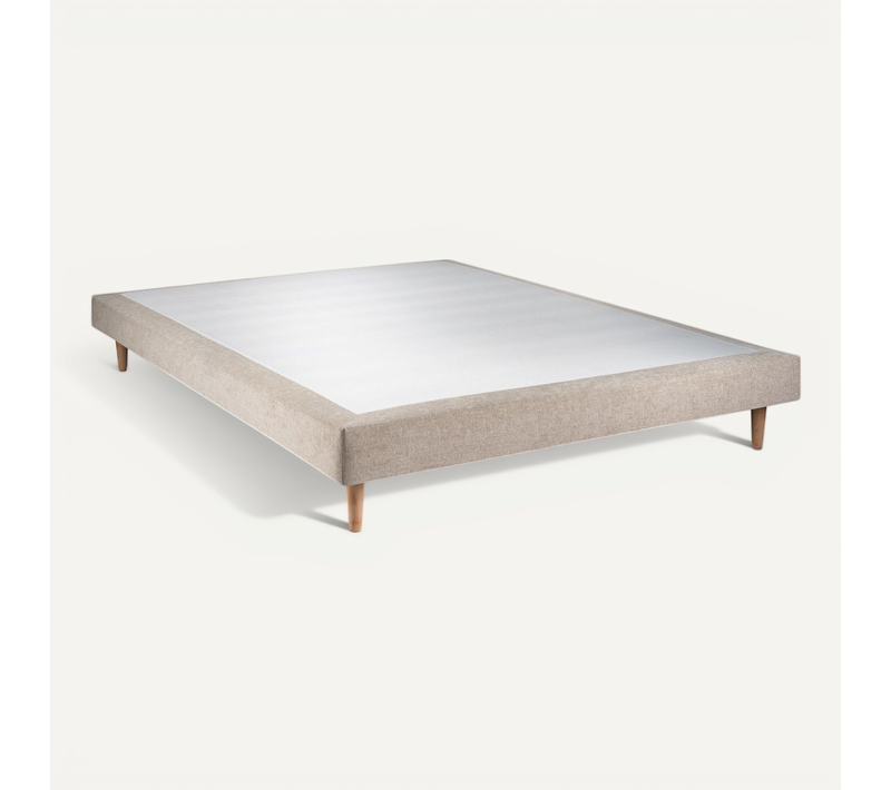 Sommier Tapissier Tissu Beige Brun 140x200 H29cm
