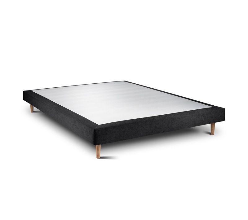 Sommier Tapissier Tissu Noir 140x200 H29cm