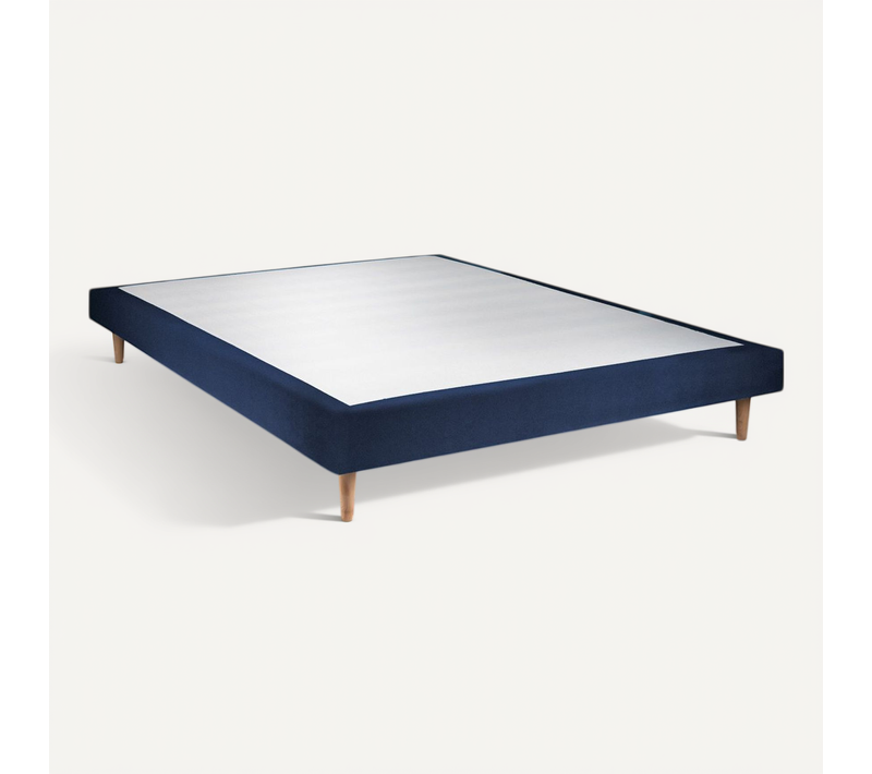 Sommier Tapissier Velours Bleu 140x200 H29cm