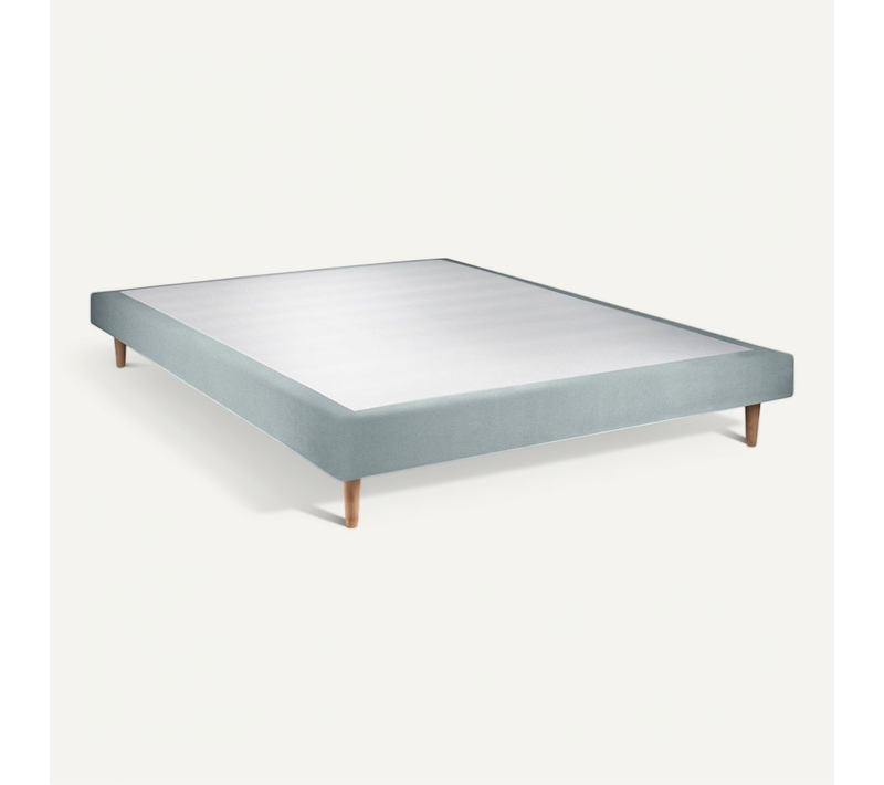 Sommier Tapissier Velours Gris Bleuté 160x200 H29cm