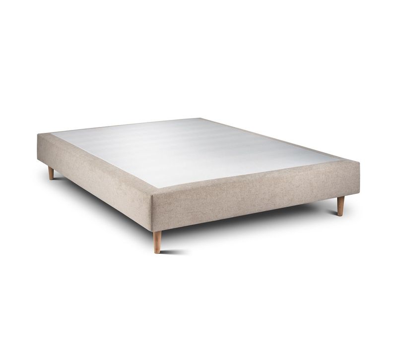 Sommier Tapissier Tissu Beige Brun 140x200 H35cm