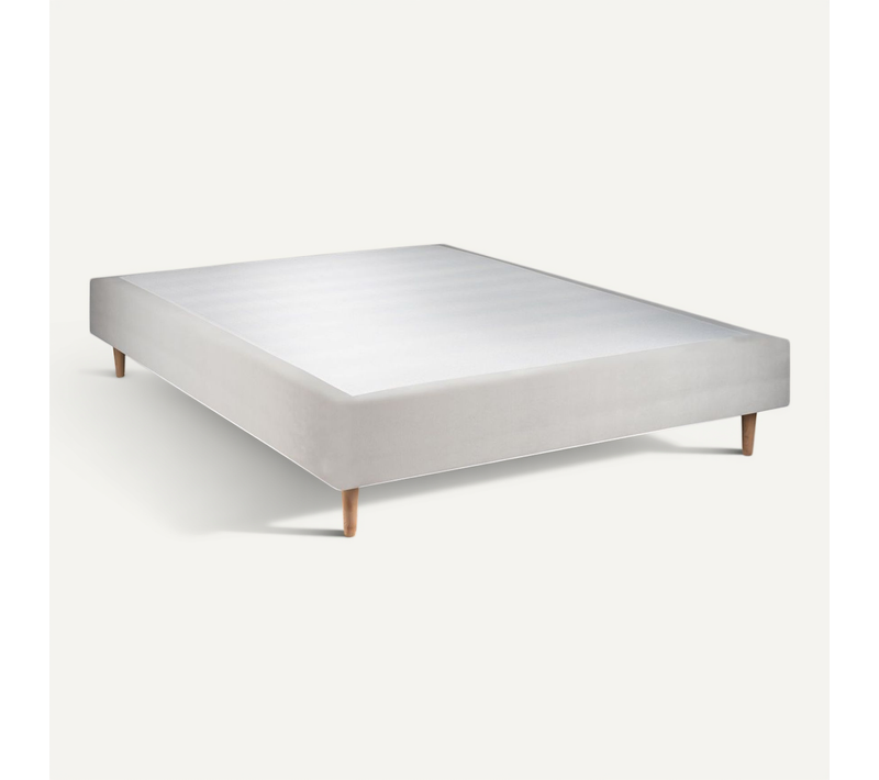 Sommier Tapissier Velours Gris Clair 140x200 H35cm