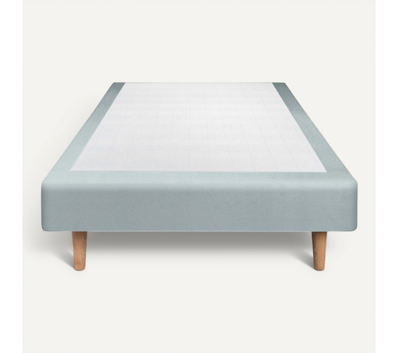 Sommier Tapissier Velours Gris Bleuté 90x200 H35cm