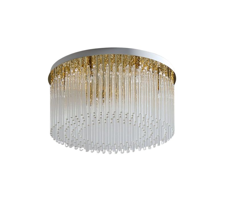 Plafonnier Ultra Chic Doré En Verre Multi Pampille Transparentes - Sandrilla