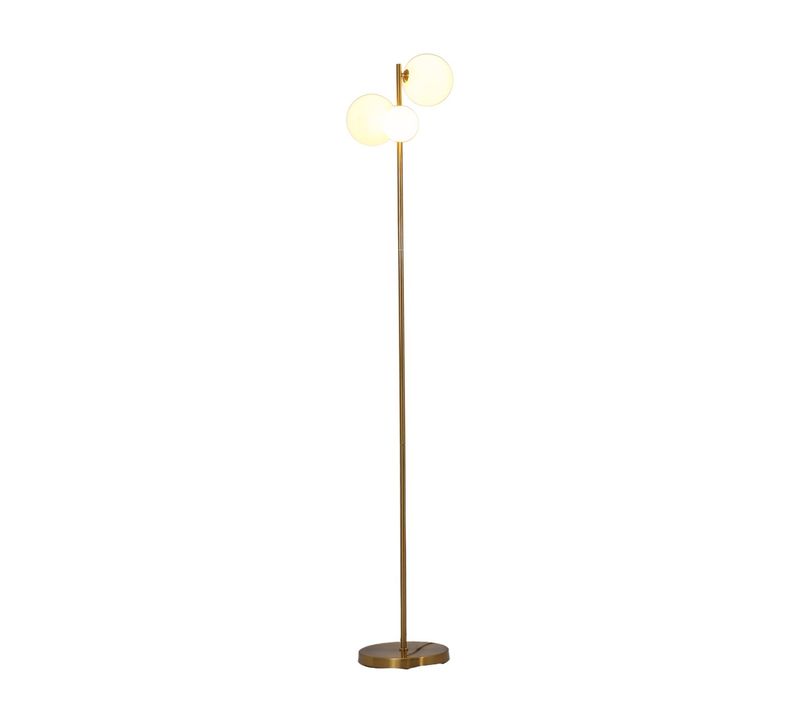 Lampadaire Doré Trois Boules De Verre Blanc 150 Cm - Melinda