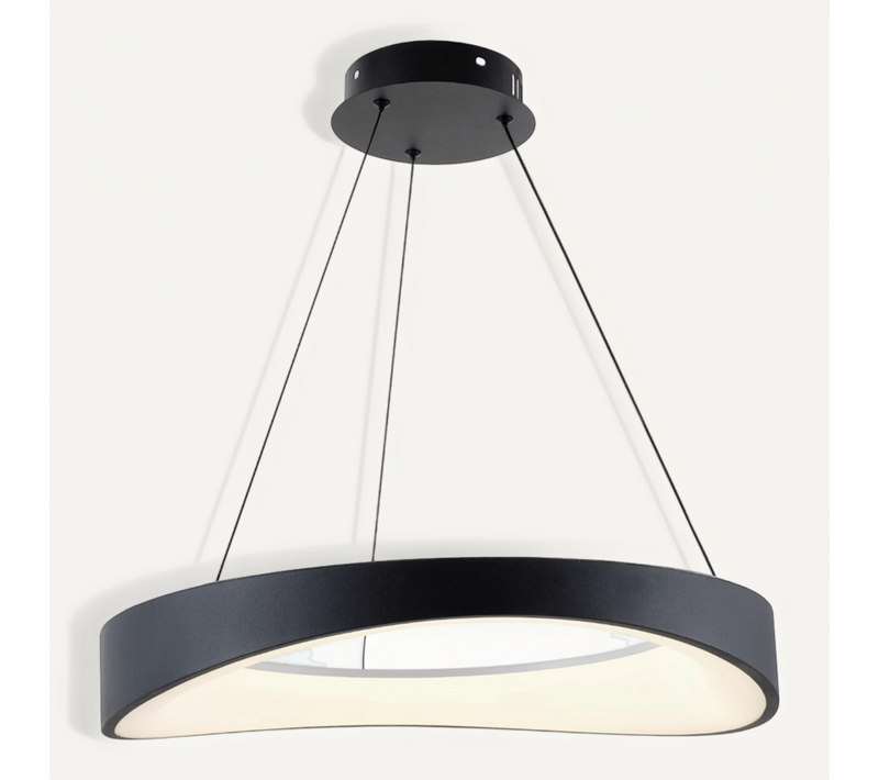 Suspension LED Anneau Noir Minimaliste 52 Cm - Belina