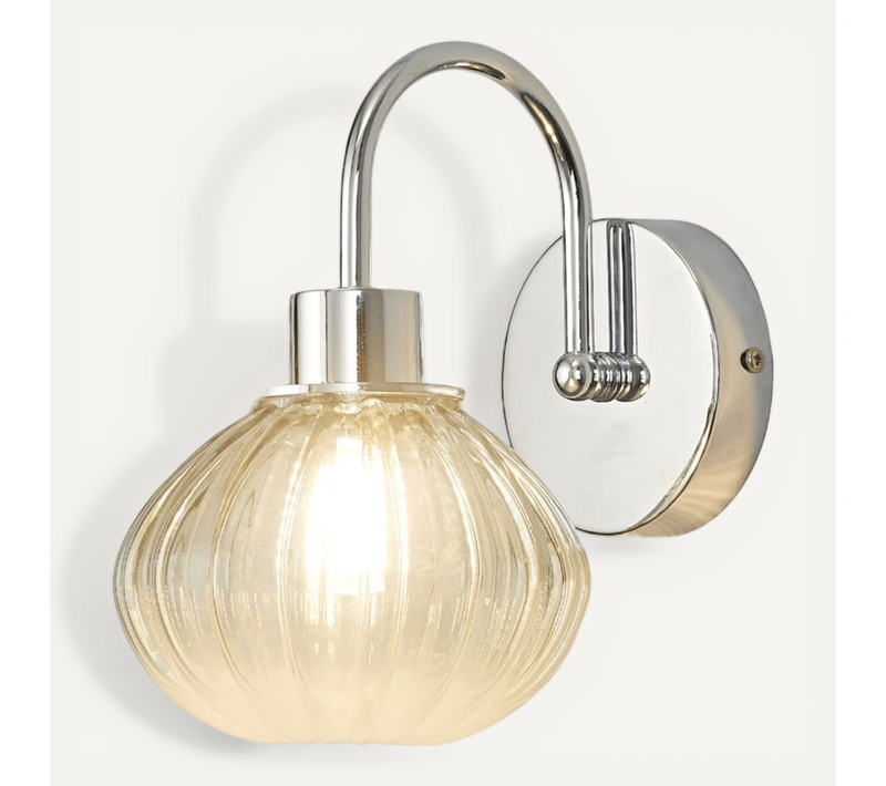 Petite Applique Murale Tendance Métal Chromé Et Verre Coloré - Seren