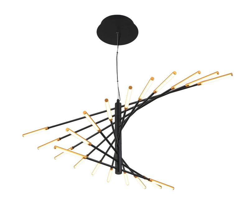 Grand Lustre LED Moderne Noir Et Doré 115 Cm - Aspen