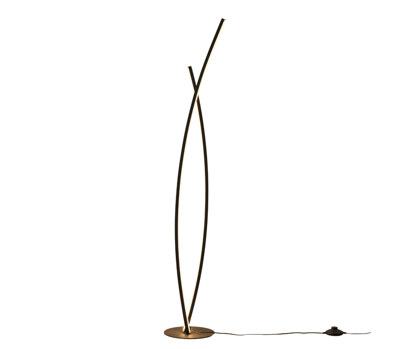 Lampadaire Noir Dimmable Avec Bras LED Entrelacés - Elzo