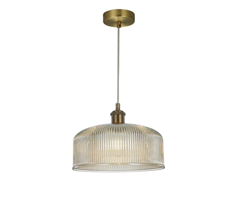 Suspension Vintage Verre Ambré Strié Look Rétro - Auréline
