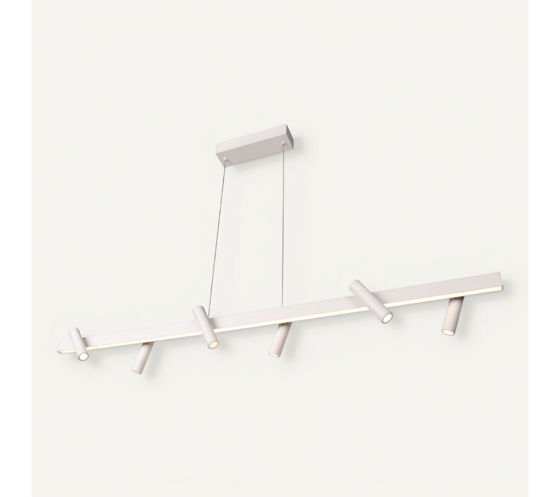Longue Suspension Blanche Linéaire LED Dimmable Spots Orientables - Aniska