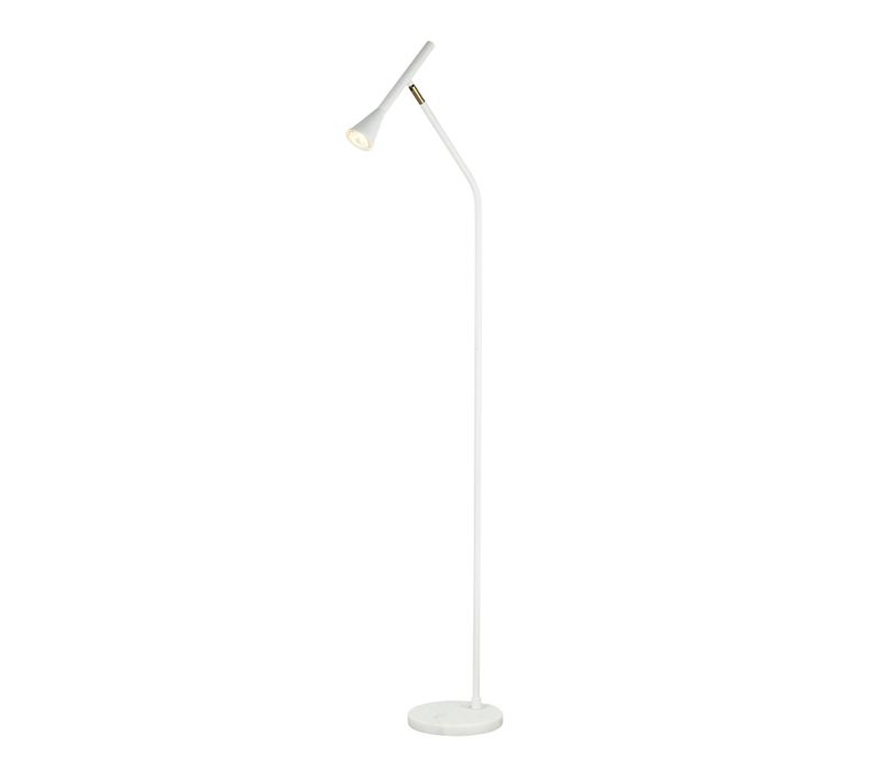 Lampadaire Blanc Liseuse Conique Et Socle En Marbre - Holen