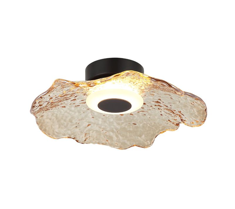 Plafonnier Ou Applique LED En Verre Ambré Forme Ondulée - Lioria