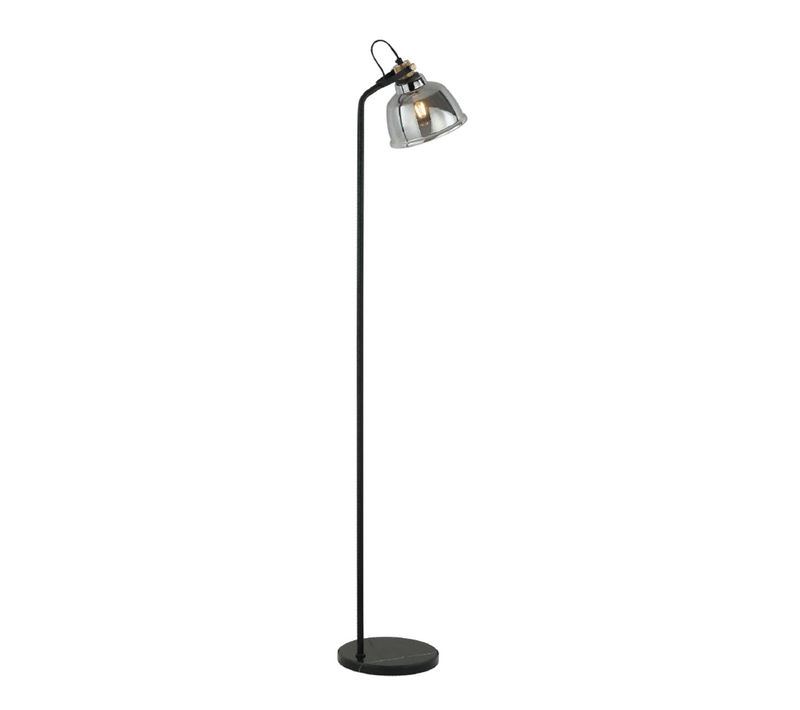 Lampadaire Industriel Noir Verre Fumé Style Atelier Vintage - Linz