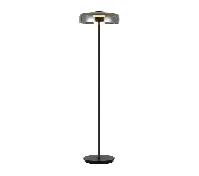 Lampadaire Noir Verre Fumé Contemporain 165 Cm - Riccardo