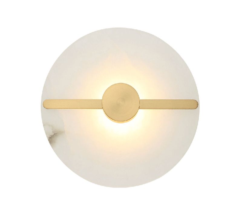 Applique Ronde Métal Doré Et Albâtre Marbré - Lunéa