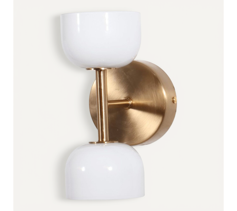 Applique LED Laiton À Deux Globes Opalins En Verre - Nysséa