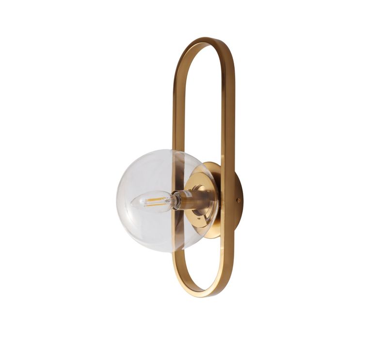 Applique Murale Vintage Dorée Clair à Verre Transparent - Belisto