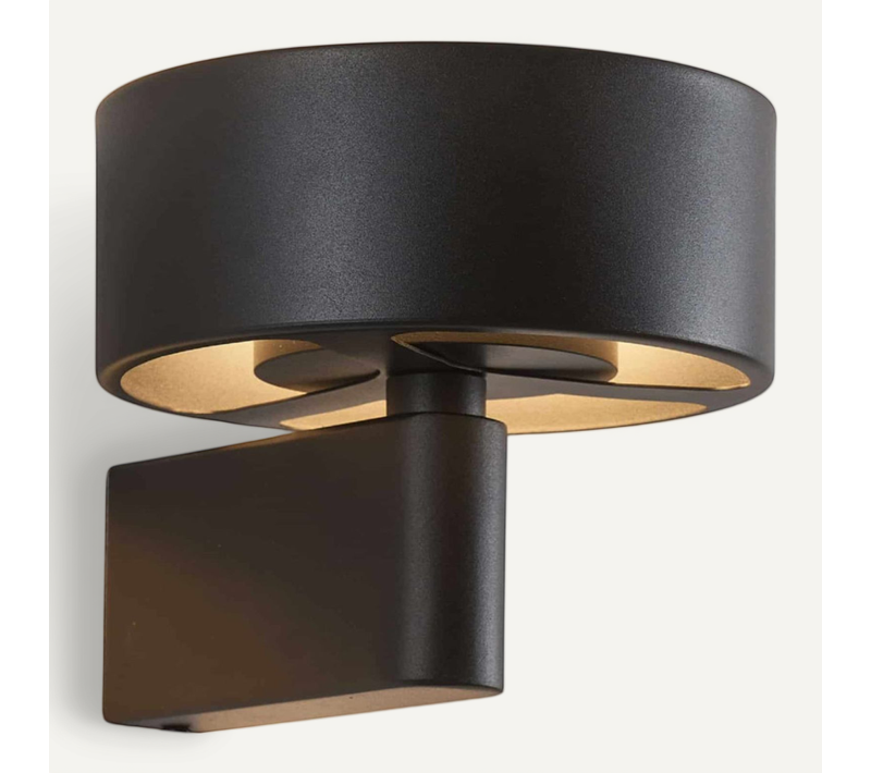 Applique Murale Noire En Métal Avec Tête Ronde LED - Prins