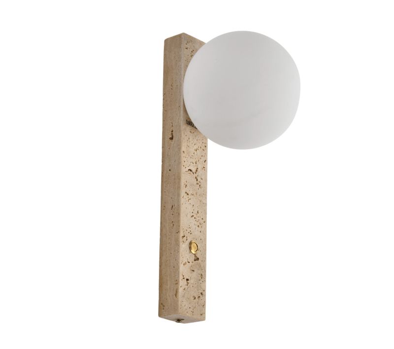 Applique En Marbre Travertin Avec Verre Blanc Et Interrupteur - Lira
