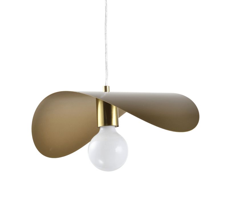 Grande Suspension Aérienne Courbée En Métal Doré  - Piuma