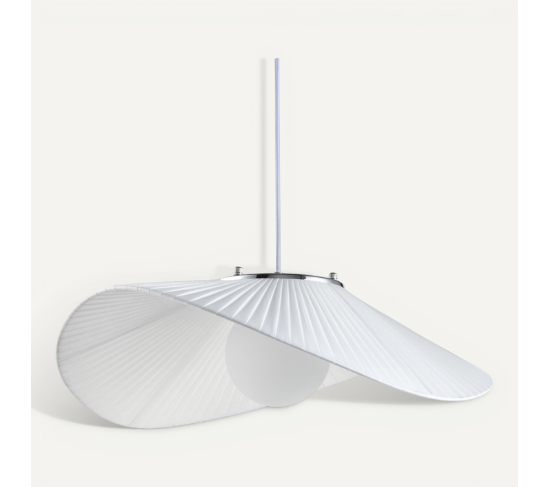 Grande Suspension Aérienne Courbée En Métal Et Textile Blanc - Odalia