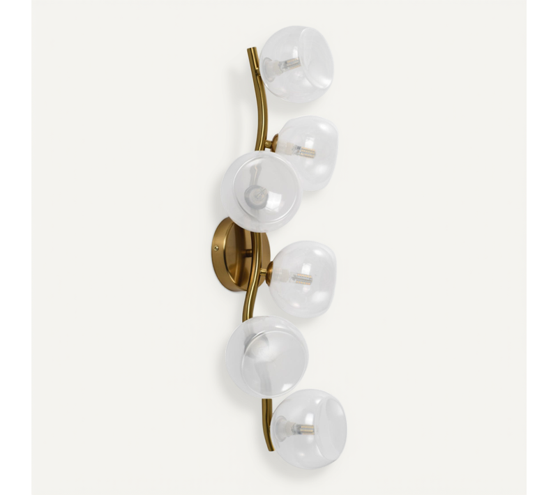 Applique Murale Multi Abat-jours Blancs Brillant Sur Vague Doré - Isalina