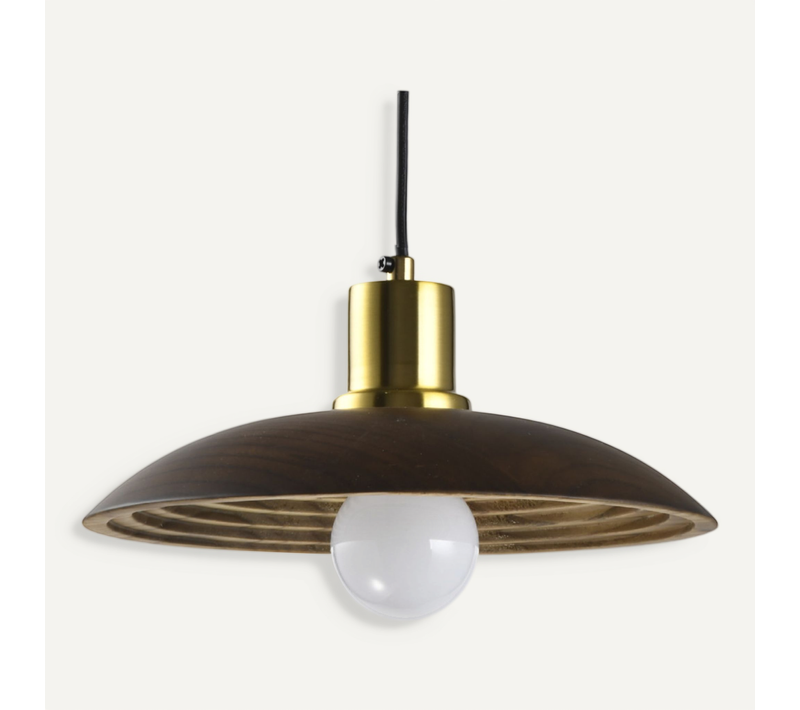 Suspension Design En Bois Tourné Et Laiton Doré - Yuli