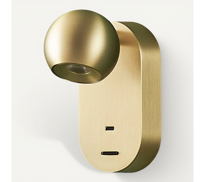 Applique Murale LED Dorée Chic Avec Chargeur Type-c Et Interrupteur – Yvan